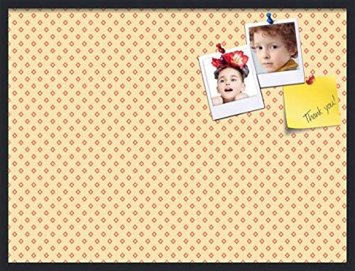 PinPix 40x30 inch Cork Bulletin Board. This Decorative Framed Pin Board Comes with Diamonds in Red and Yellow Design and Satin Black. Ideal for Home, Office Decor or School (PinPix-333) by PinPixBulletinBoards