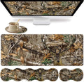 Large XXL Gaming Desk Mat 31.5"x 11.8", Ergonomic Keyboard Wrist Rest & Mouse Pad Wrist Rest + Coaster Set, Non-Slip Base, Memory Foam, Office and Home, Camouflage Giraffe by FOKBVNFLL