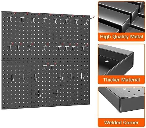 WALMANN 2 PCS 12x24 in Pegboard Panels, 24x24 in Tools Pegboards, Black - Image 5