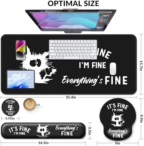 Desk Mat Set Keyboard and Mouse Pad with Wrist Rest Support - Image 3