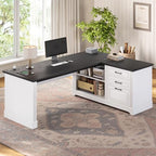 SEDETA Farmhouse 61" Executive L Shaped Desk with Drawers for Home Office by SEDETA