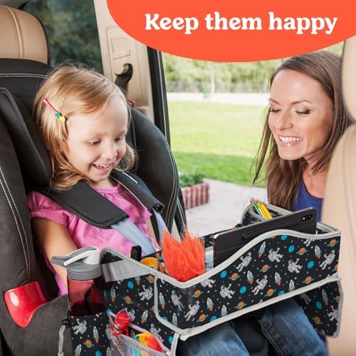 PILLANI Kids Travel Tray for Car - Car Seat Tray for Toddler, Roadtrip Essentials, Carseat Table Tray for Kids Road Trip Activities - Toddler Lap Desk Organizer for Airplane w/Dry Erase Surface - Image 2