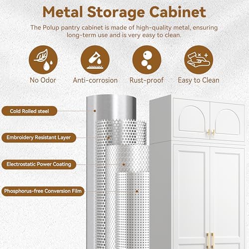 Polup Kitchen Pantry Cabinet, 86" Tall Metal Storage Cabinet with Doors - Image 4