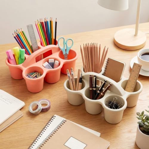 6 Pack 6 Cup Caddy for Classroom Plastic Round Desk Table Caddy, Boho - Image 3