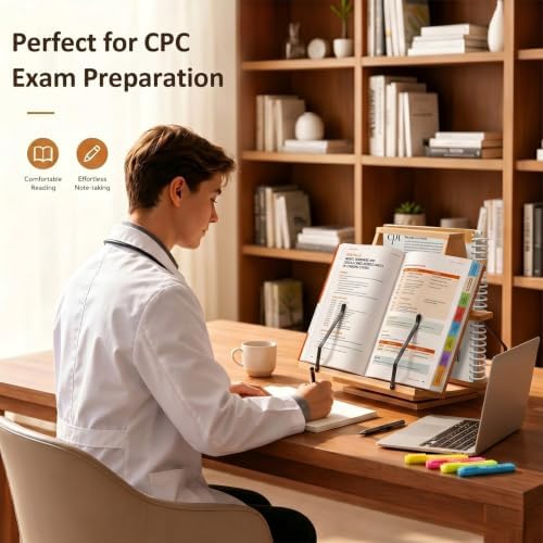 SiliFine Two Sided Rotating Medical Coding Book Stands for Reading Adjustable Books Holder with Page Clips for Thick Large Textbooks, Music Sheet, Recipe Books, Bible - Image 4