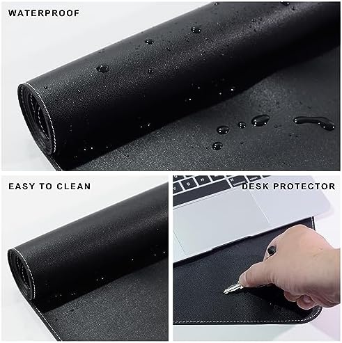Vyaaa 63"x15.7" PU Leather & Cork Large Desk Mat (Black) - XXL Extended Mouse pad, Reversible Desk Protector, Non-Slip Computer Desk pad for Office, Gaming, Home - Image 3