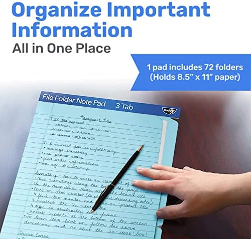 Find It File Folder Notepad, 72-Ct 3rd-Cut Tab Organizer Folders, Blue - Image 2