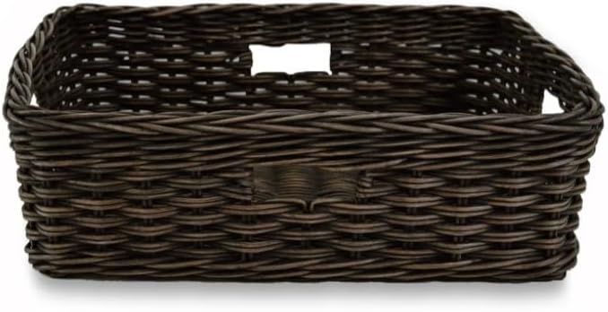 The Basket Lady Rectangular Low Wicker Storage Basket, L, Walnut Brown - Image 3