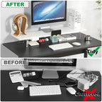 TEAMIX White Dual Monitor Stand with Acrylic Leg & Drawer & Phone Holder - Image 7