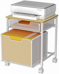Tiaoheka Rolling File Cabinet Cart, Printer Stand with Storage Drawer, Mobile Filing Cabinet on Lockable Wheel, Hanging File Folder Organizer Beside Under Desk for Office Home, White (Patent Pending) by Tiaoheka