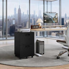 2 Drawer Filing Cabinet, Wood Rolling Filing Cabinets with Printer Stand, Under Desk Storage Lockable Wheels, Home Office Organizer for A4 Letter Legal Size Documents,Black - Image 7