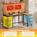 YOSHOOT 54" Computer Desk with Shelves and Drawers, Gaming Desks with Hutch - Image 6