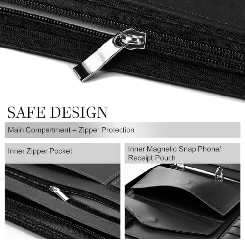 Leathario Portfolio Binder, Padfolio Organizer, 3 Ring Binder with Zipper - Image 5