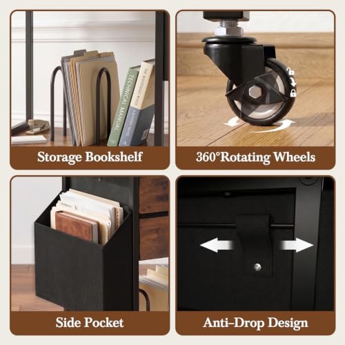 Faesun Printer Stand with Storage, 22In Printer Table with 2 Fabric Drawers - Image 5
