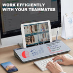TSJ OFFICE Desktop Whiteboard Dry-Erase-Board - Computer Keyboard Stand White Board Surface Pad with Drawer, Desk Organizers with Accessories for Office, Home, School Supplies - Complete Grey - Image 2