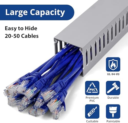 ZhiYo 2" H x 2.4" W Cable Management Raceway, 95in Under Desk Channel, Grey - Image 3