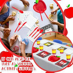 Demonwer 240 Pcs Back to School Party Decoration Apple and Notebook Line Paper Plates Notebook Napkins Pencil Cups Tableware Sets for 30 Guests for First Day of School Party Supplies - Image 6