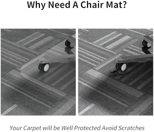 WASJOYE Chair Mat for Carpet, 36" x 48" PVC Clear Rectangle for Carpet - Image 5
