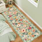 DUKINO 2.6x8 Runner Rug, Washable Runner Rug for Hallway Non Slip, Green - Image 3
