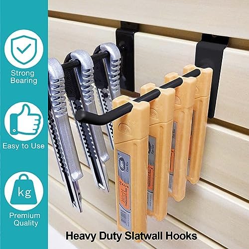HJW Slatwall Hooks 50 Pack, 6 Inch Black Slat Wall Hanging Hooks - Image 6