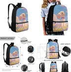 Cartoon Backpack Set of 4 for Girls, Laptop Bags with Portable Lunch Box 4Pcs Sturdy Pencil Case & Cup Sleeve Portable Universal for Preschool Middle School Cute Dog Design - Image 3