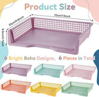 gisgfim 6 Pcs Turn in Trays Classroom Pastel Paper Tray for Classroom Organization and Storage Stackable Plastic Book Baskets Turn in Bins Teacher Organizers for Library Drawers School Office Desk - Image 2