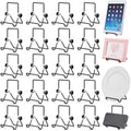 Kenning 24 Pack Book Stand, Foldable Picture Holders for Tables, 3.54'' X 5.12'' Metal Plate Stands for Display Photo Easel Cutting Board Record Frame Holder (Black) by Kenning