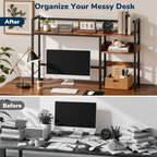 Desk Shelf, 44.9" Desk Hutch for Computer Monitor, Rustic Brown - Image 6