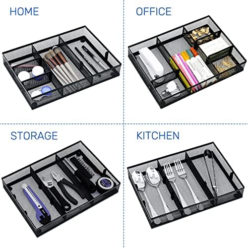 Neudeco Desk Drawer Organizer, 4 Pack Metal Mesh, Black - Image 6