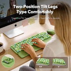 Wireless Keyboard Mouse Combo, Green, Round Keycaps, Magnetic Wrist Rest - Image 4