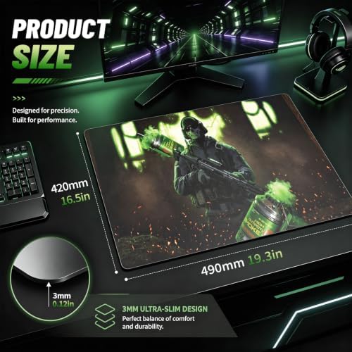 Glass Gaming Mouse Pad, 5.0 Nano Etched Surface, Custom PU Non Slip Base, Esports Level Speed & Precision, Tempered Glass, Waterproof & Durable, 490mm*420mm Large Size for FPS Gaming (Counter-Strike) - Image 2