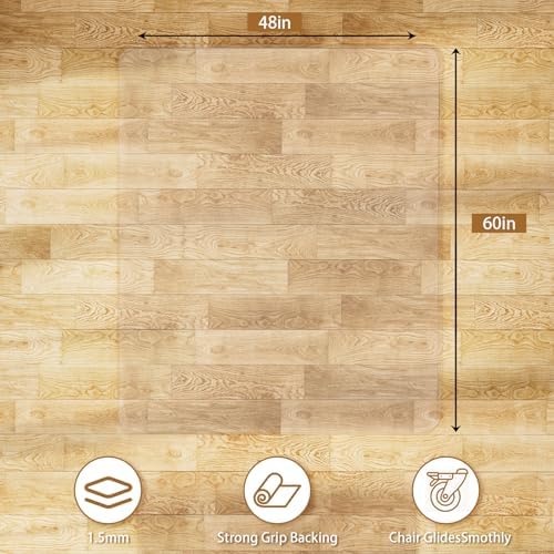 Clear Office Chair Mat for Hard Floors, Plastic Floor Protector for Chairs - Image 2