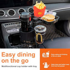 Car Large Cup Holder Expander, 3-in-1 Cupholder Extender with Swivel and Detachable Snack Food Tray Table for Eating, Travel Essentials for Road Trips for Driver. Model A - Image 2