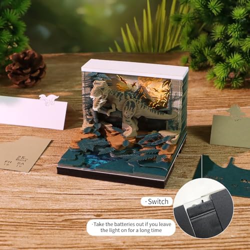 3D Art Calendar Memo Pad 2027,Desk Time Piece Calendar 3D Original Tyrannosaurus Rex Notepad Creative Rip Away Calendar Paper Carving Note - Image 2