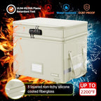DocSafe Fireproof Document Box with Lock,2-Layer File Box with Wheels,Collapsible File Storage Organizer with Pockets,Large Portable Office Filing Cabinet for Hanging Folders,Beige,16''x13.8''x12.2'' - Image 4