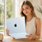 Case for 2026/2025/2024/2023 MacBook Air 15-inch Laptop Release M5 A3448 /M4 A3241 /M3 A3114 /M2 A2941, Stylish Protective Hard Shell Cover for MacBook Air 15.3 inch, Blue & Black Polka Dots - Image 3