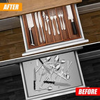 Bellsal Acacia Silverware Organizer Kitchen Drawer Organizer Expandable Bamboo Utensil Holder Cutlery Tray for Kitchen Utensil and Flatware Bedroom Office - Image 2