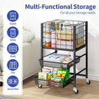 TOOLF Rolling File Cart, 3-Tier Metal File Cabinet with Wheel, Filing Cabinet with 2 Sliding File Trays, Adjustable Hanging File Folder Organizer for Office, Home, Classroom Black - Image 5