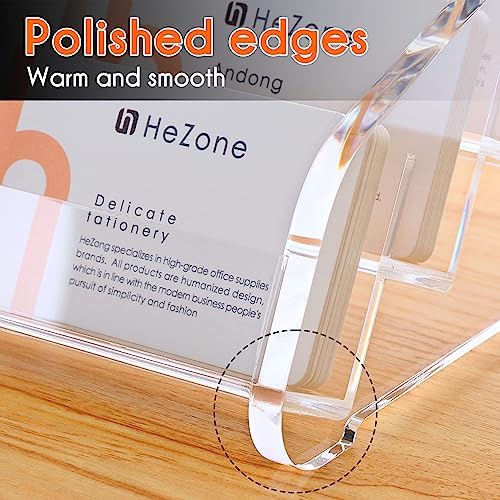 HeZone Business Card Holder Display for Desk Muitiple, Clear Acrylic Business card Stand Rack for Women and Men 12 slots 4Tier, Organize 600 cards (12 Slots - Image 6