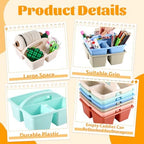 6 Pack Classroom Caddy with Handle Plastic Storage Caddy Organizer with 3 Compartments Desk Caddies Holder Portable Storage Bin for Pencil, Crayon, Marker, Home, Office, School Supply(Morandi Colors) - Image 3