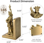 The Statue of Liberty Book Ends, Gold Heavy Duty Non-Slip Bookends - Image 3