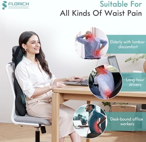 FLORICH Lumbar Support Pillow and Neck Headrest Pillow for Office Chair Car, Ergonomic Memory Foam, Relieves Neck, Back Pain, Pressure-Relieving Back Support for Car, Office Chair & Wheelchair – Black - Image 5
