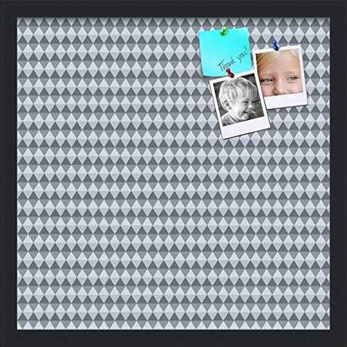 PinPix 18x18 inch Cork Bulletin Board. This Decorative Framed Pin Board Comes with Diamond Pattern in Grey and Blue Design and Satin Black. Ideal for Home, Office Decor or School (PinPix-227) by PinPixBulletinBoards