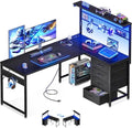 MOTPK 51" L Shaped Gaming Desk with Shelf & 4 Drawers, Black by MOTPK
