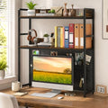 BECOMFORT 37" Desktop Bookshelf, Desk Hutch Dorm with DIY Metal Pegboard by BECOMFORT