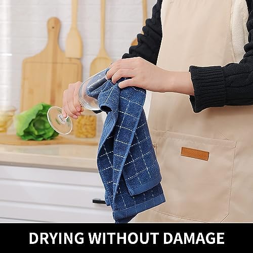 Homaxy Cotton Terry Kitchen Towels and Dishcloths Set of 16, Navy Blue - Image 5