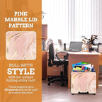 Inspired Living Collapsible Ultra-Slim Pack-N-Roll,2 Wheel Utility Cart w/Lid Used as Seat up to 250 Lbs, Telescopic Handle, Super Strong, for Home,Garden,Shopping,Office,School, Large, Pink Marble - Image 7