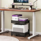 VENNQD 2-Tier Desktop Printer Stand with 2 Fabric Drawers, Prtiner Table with Storage Shelf, Desk Organizer for Home Office,3D Printer,Fax Machine,Scanner (Black, 2 Tier) - Image 3