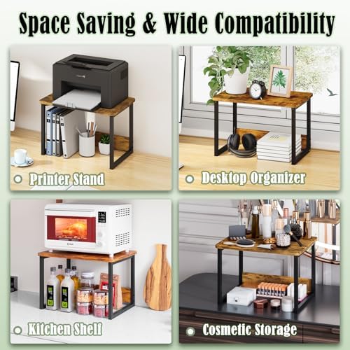 MARTY Desktop Printer Stand 2 Pack Printer Shelf for Desk Home/Office,Brown - Image 7