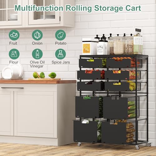 EasyPAG Rolling Storage Cart With 10 Drawers, Metal Craft Organizers with Wood Tabletop for Home, Letter/Legal Size Rolling File Cart for Office, Classroo and Dorm, Black - Image 5